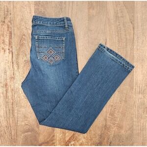 Vintage America Bootcut Jeans Womens Blue 12R/31 Boho Embroidery Design